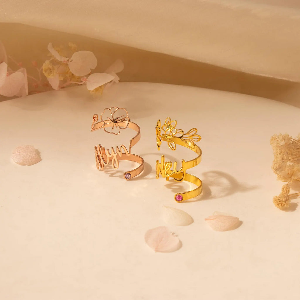 Custom Stethoscope Name Tag with Birth Flower with Birthstone