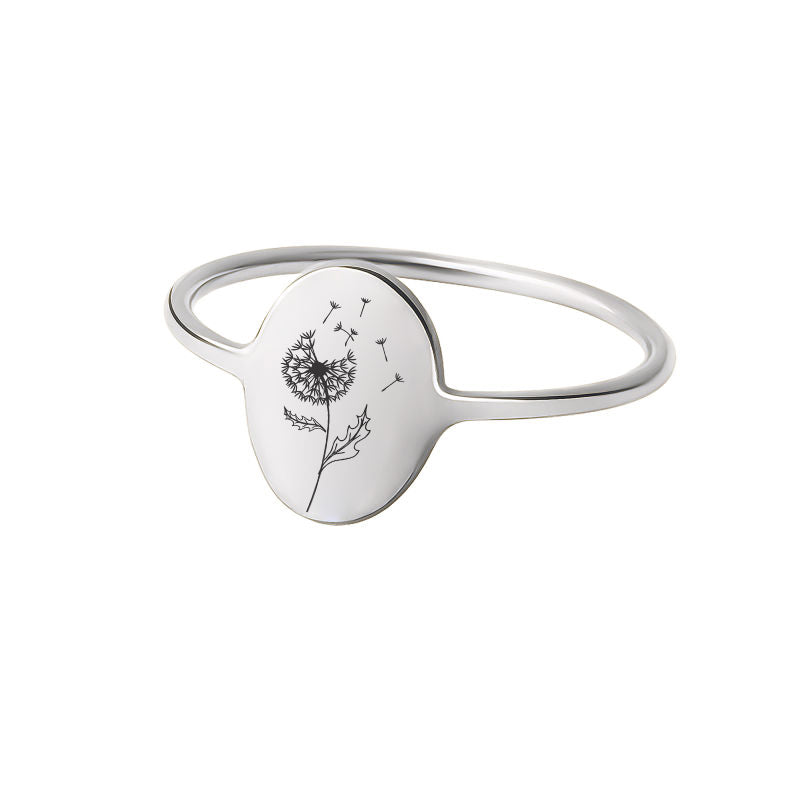 Birth Flower Sterling Silver Ring