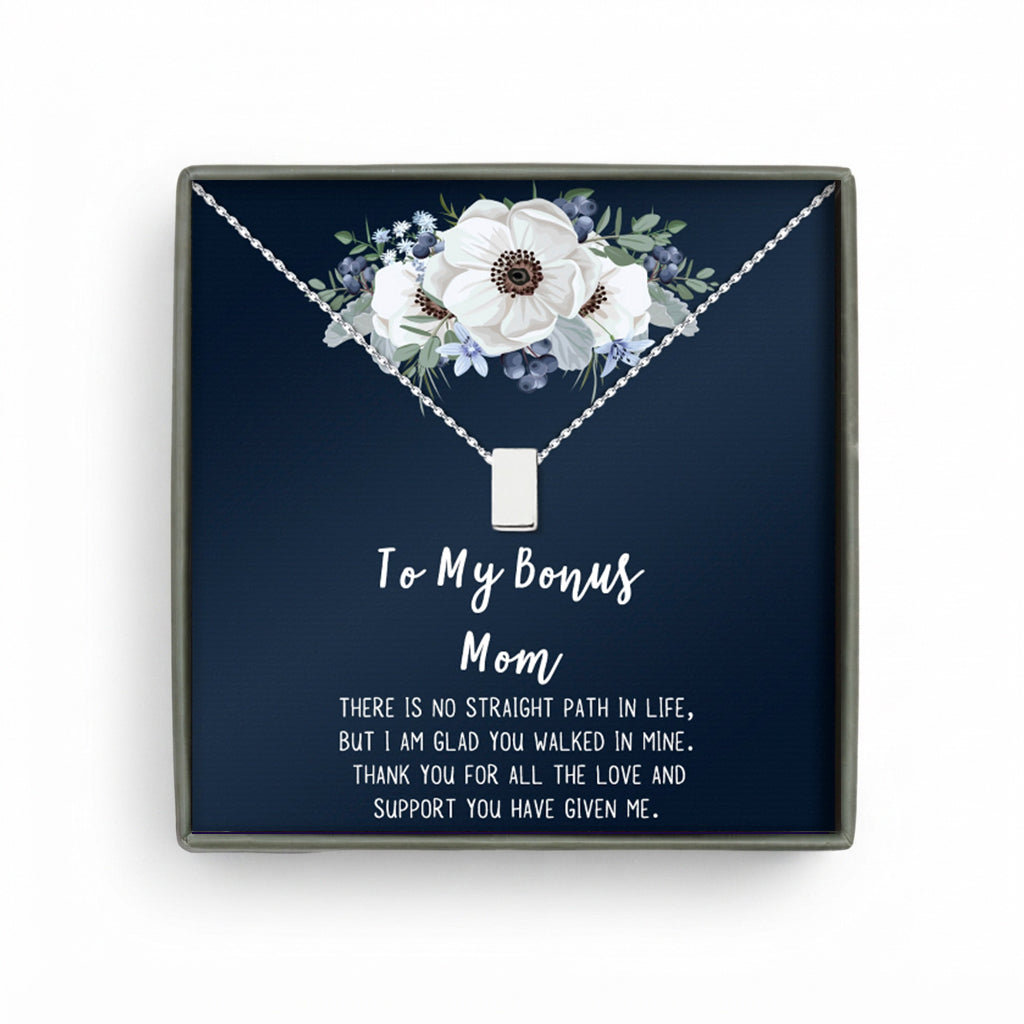 To my Bonus Mom Card and Cube Necklace