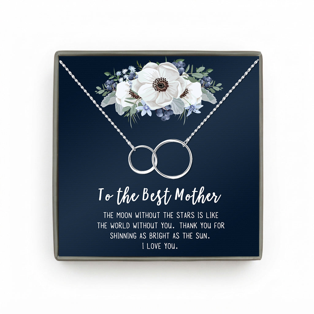 To the Best Mother - Infinity Rings Necklace - Blue Card