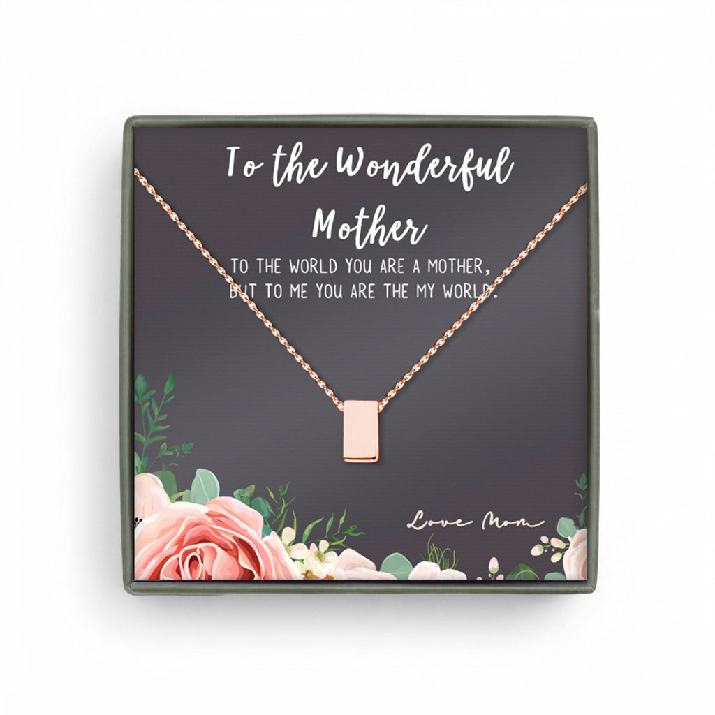 To the Wonderful Mother Card and Cube Necklace
