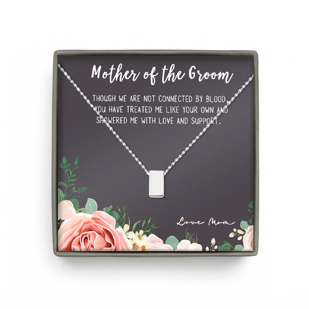 Mother of the Groom Card and Cube Necklace