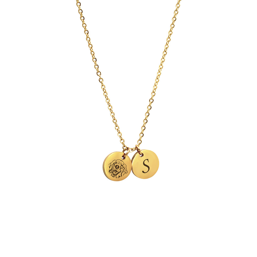 Pet Portrait Round Disc Charm Necklaces