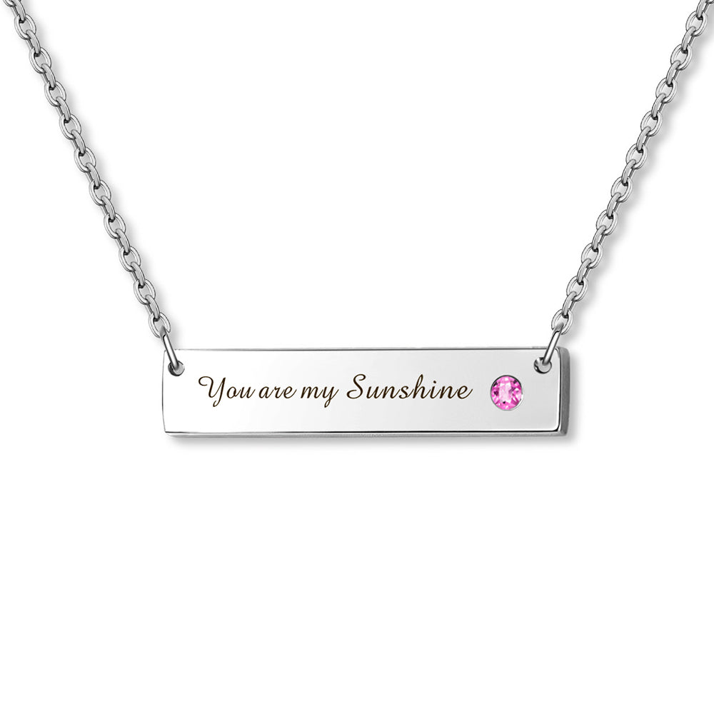 Birthstone Bar Name Necklace