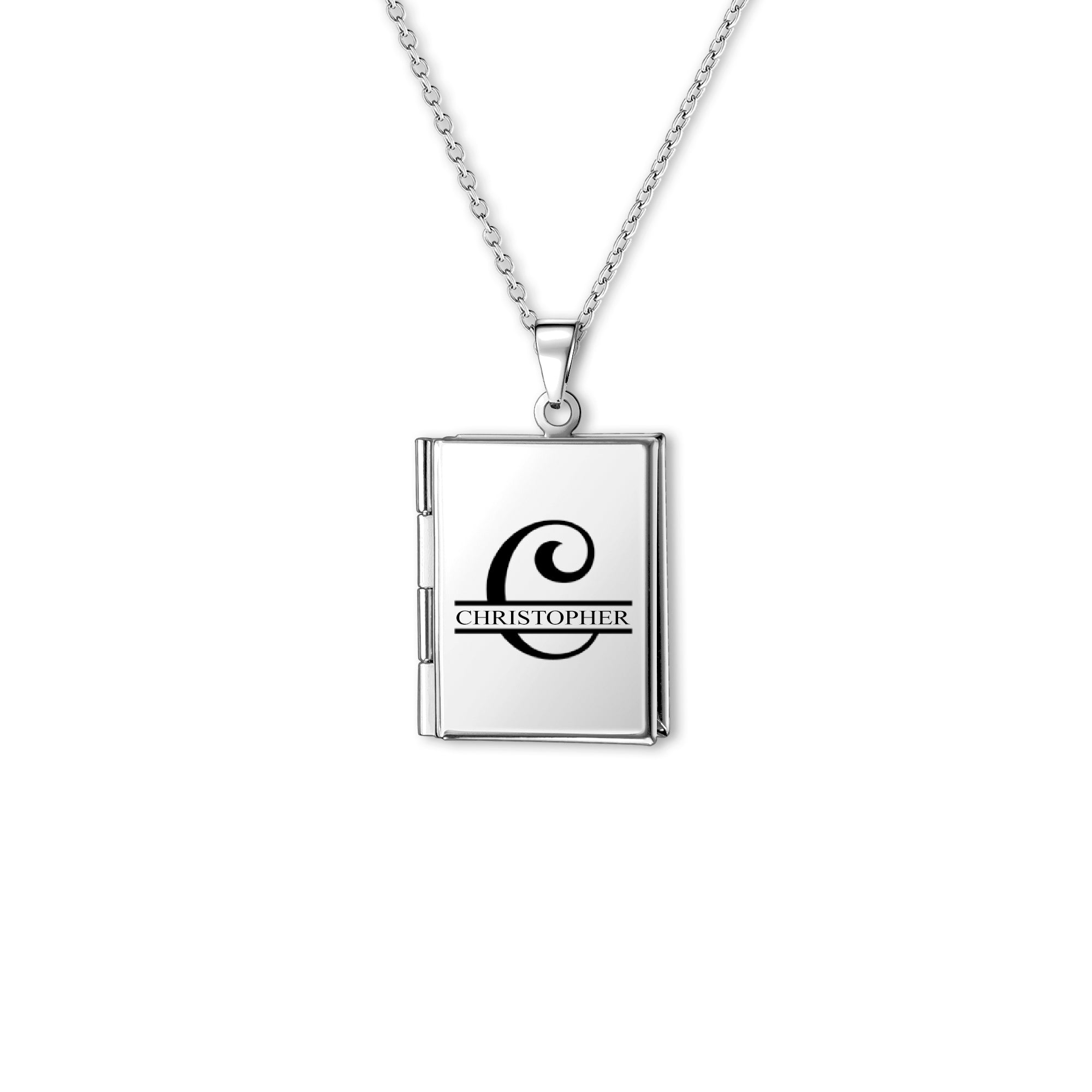 Square Name Photo Locket Necklace