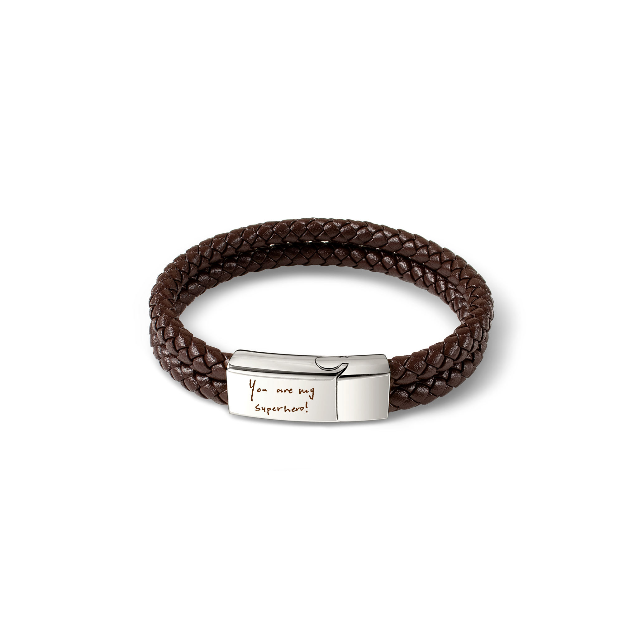 Custom Handwriting Engraving Double Strap Leather Bracelet