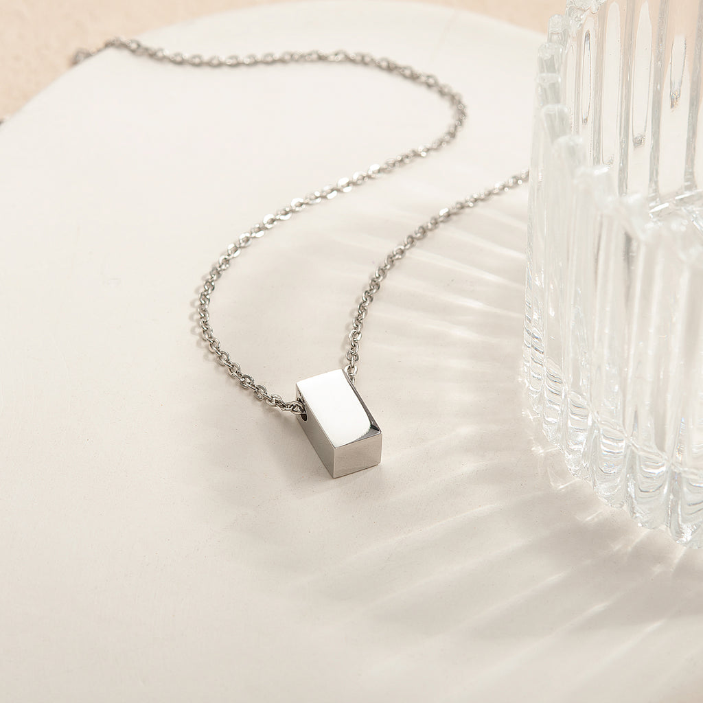 Custom Cube Necklace with Purple Floral Card Necklace