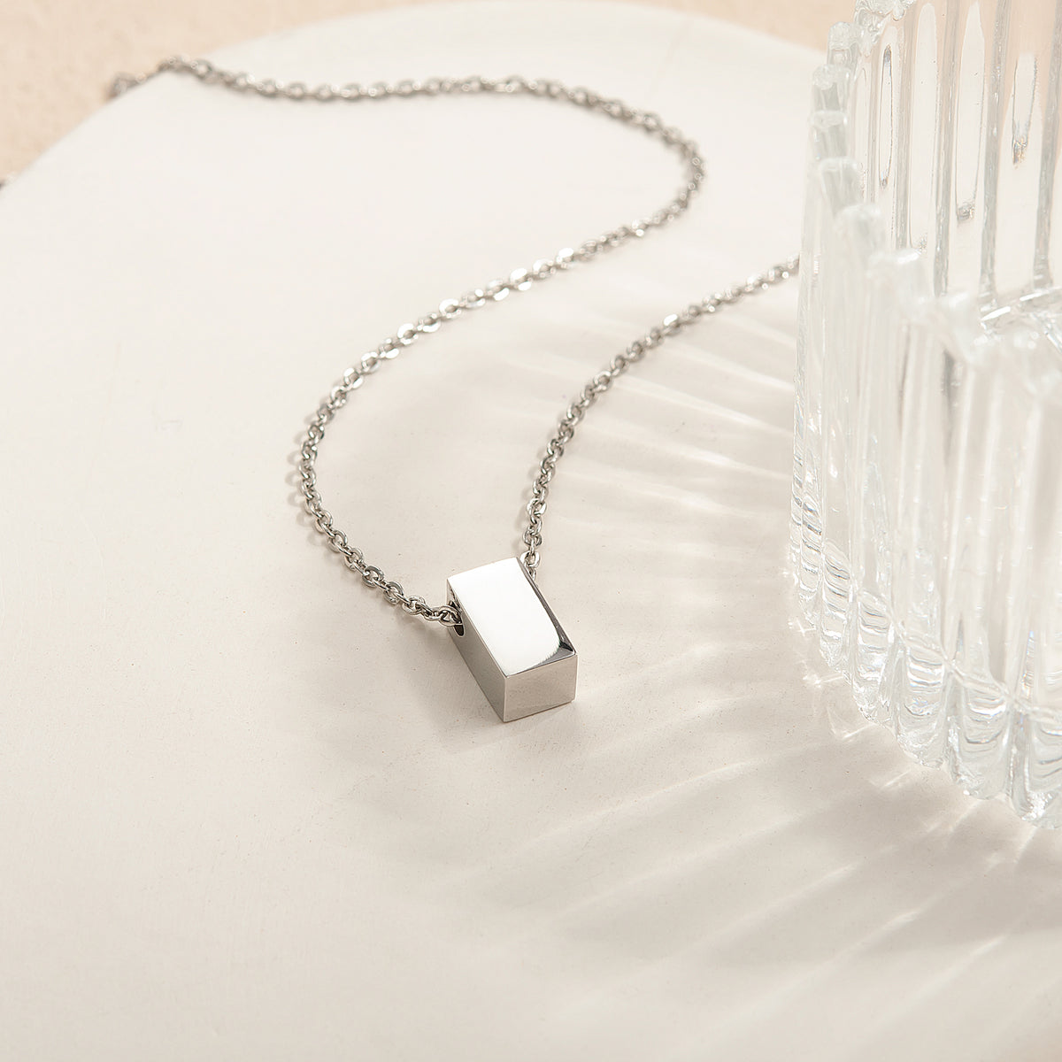 Custom Cube Necklace with Purple Floral Card Necklace
