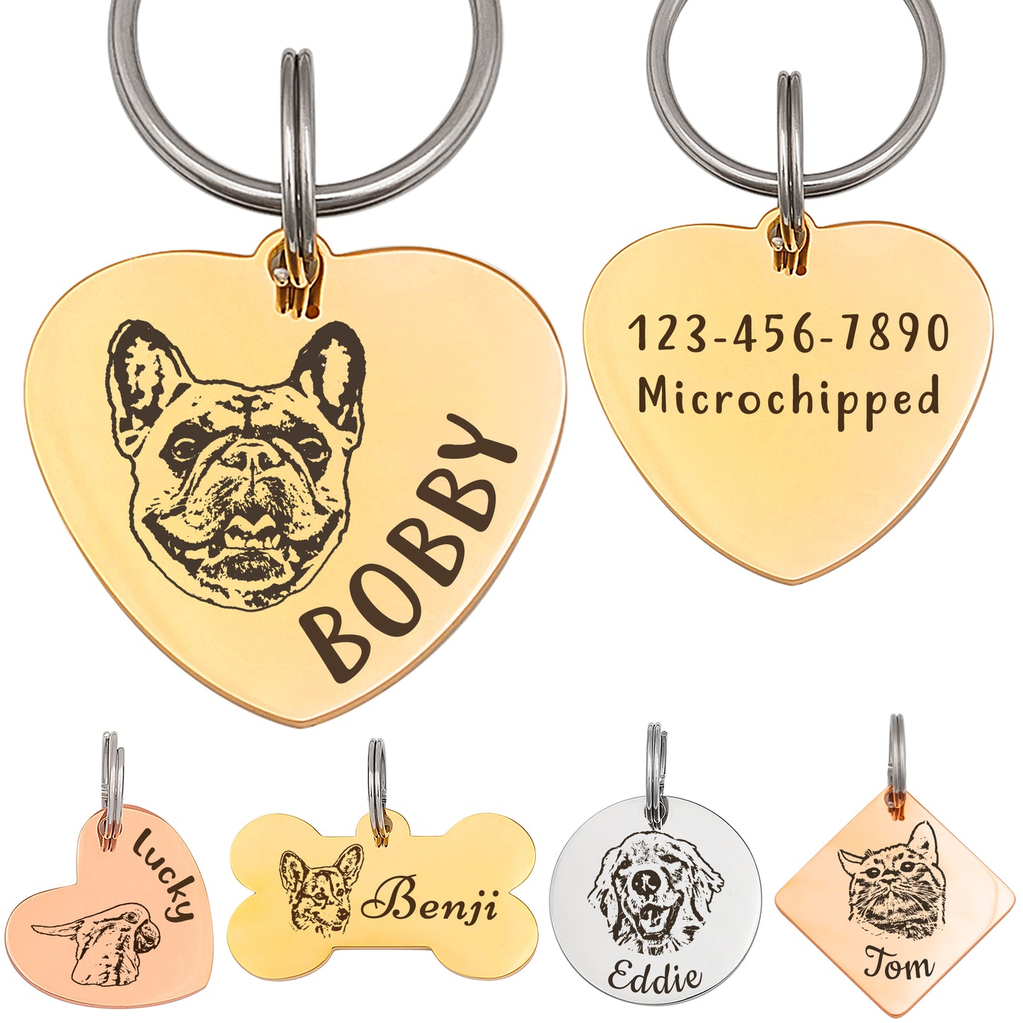 Heart Shaped Pet Portrait Pet ID Dog Tag