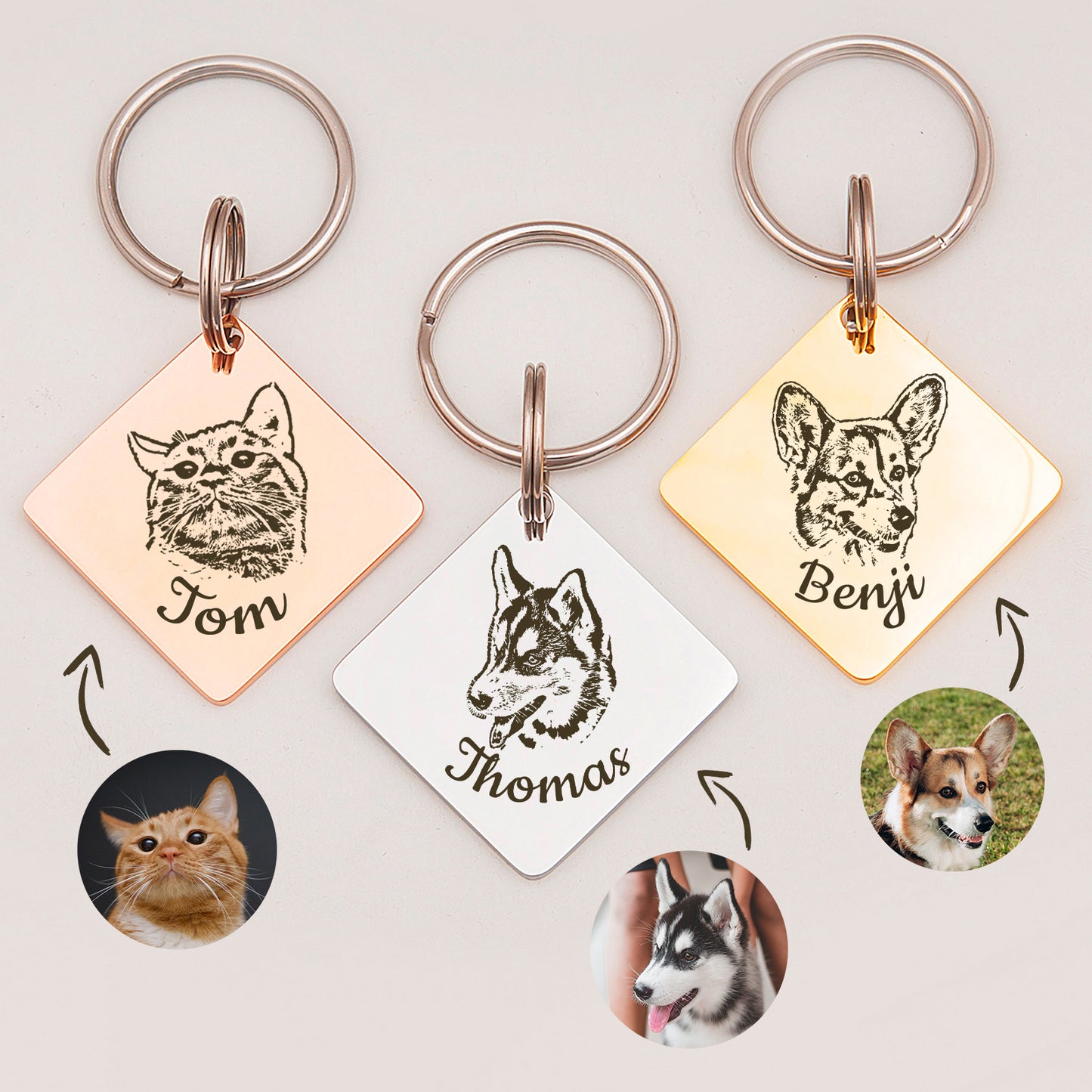 Diamond Pet Portrait Pet ID Dog Tag