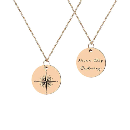 "Never Stop Exploring" Compass Necklace