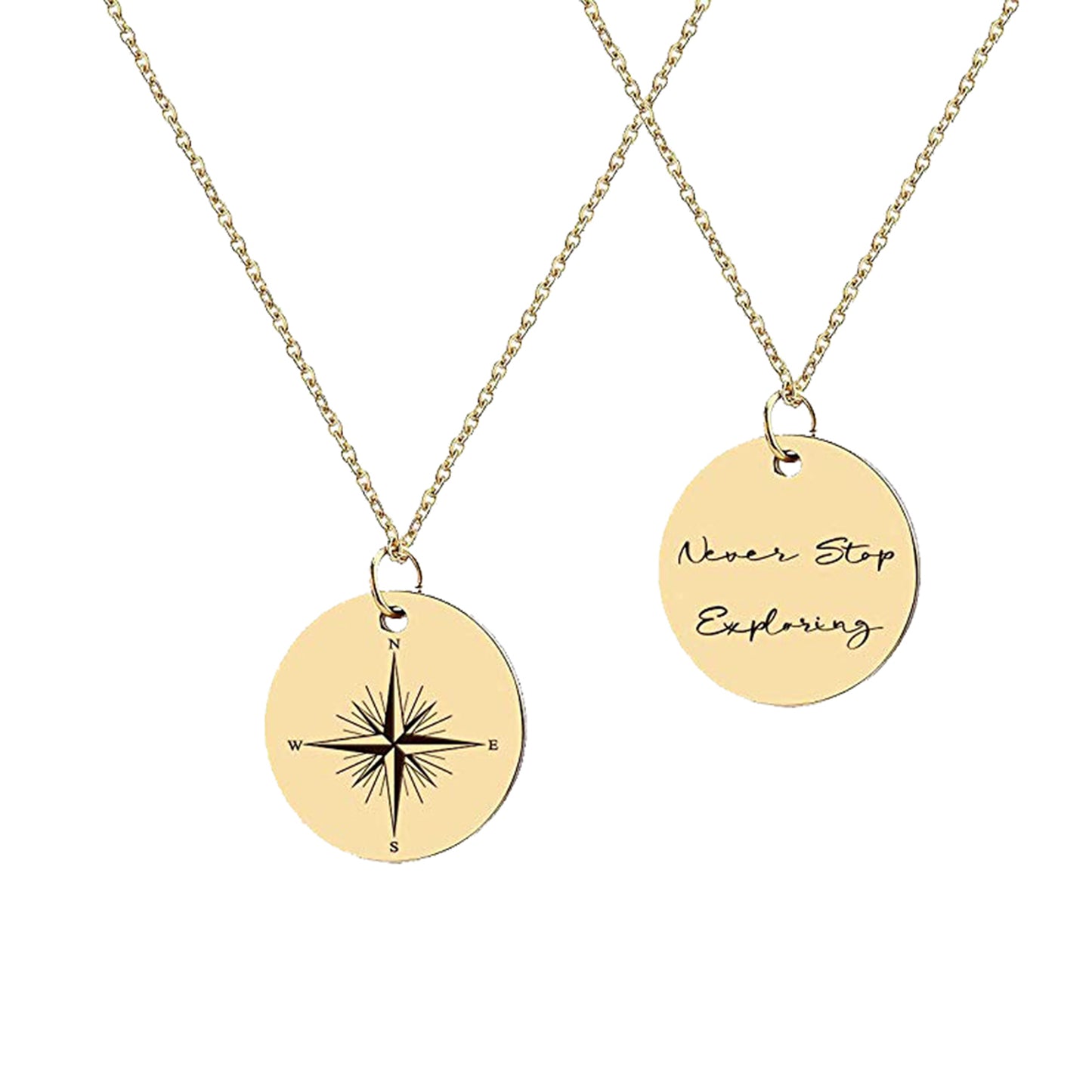 "Never Stop Exploring" Compass Necklace