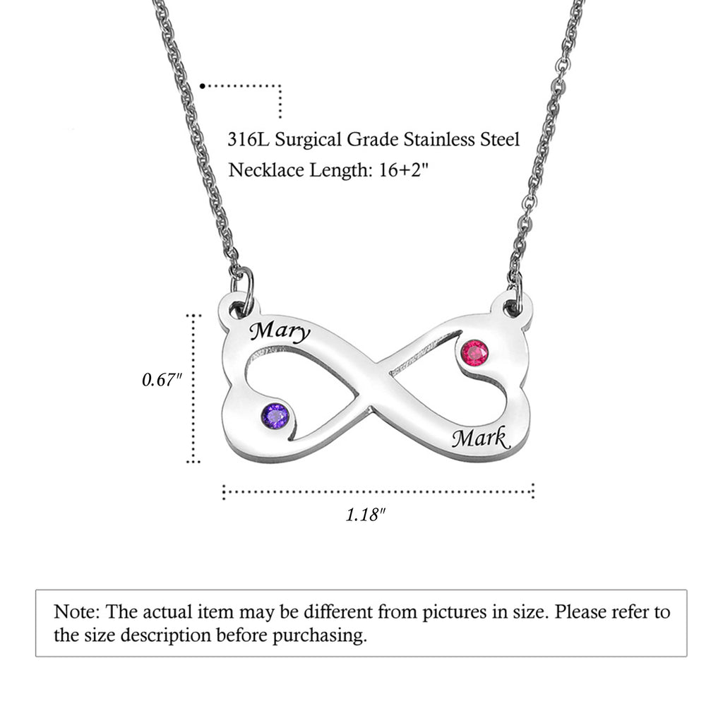 Heart Infinity Birthstone Necklace