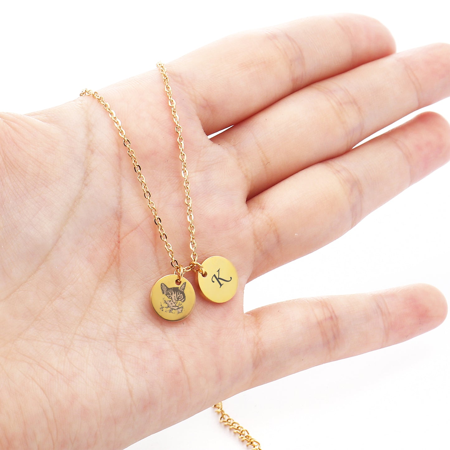 Pet Portrait Round Disc Charm Necklaces