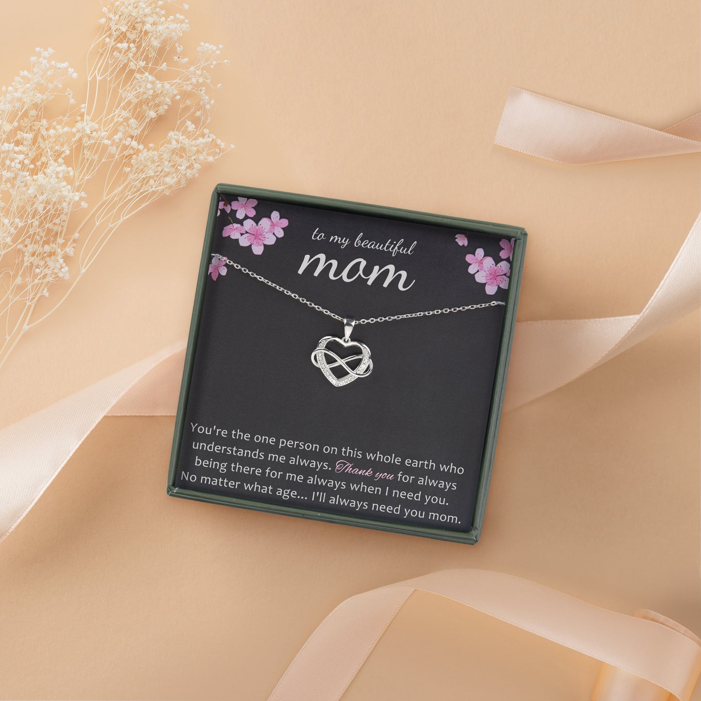 Mom Necklace 925 Sterling Silver for Birthday, To my beautiful Mom Mother's Day Gift