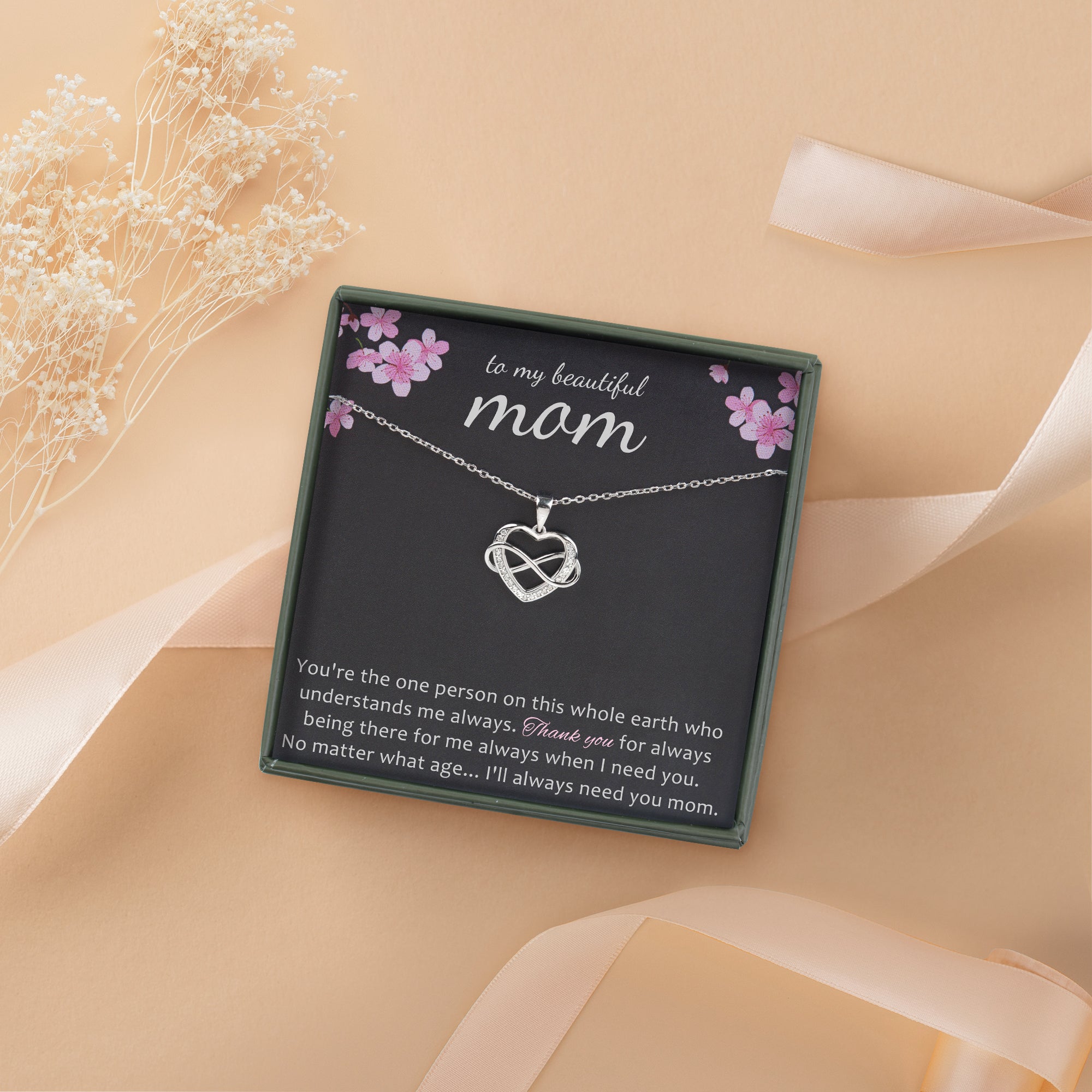Mom Necklace 925 Sterling Silver for Birthday, To my beautiful Mom Mother's Day Gift