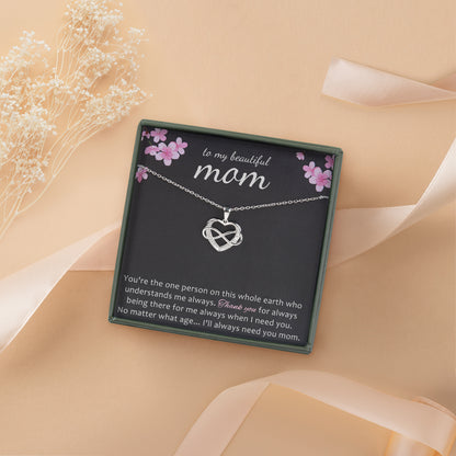 Mom Necklace 925 Sterling Silver for Birthday, To my beautiful Mom Mother's Day Gift