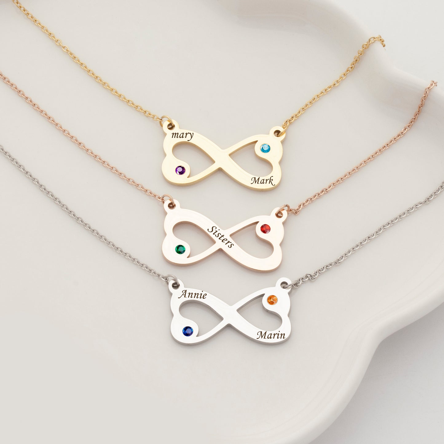 Heart Infinity Birthstone Necklace