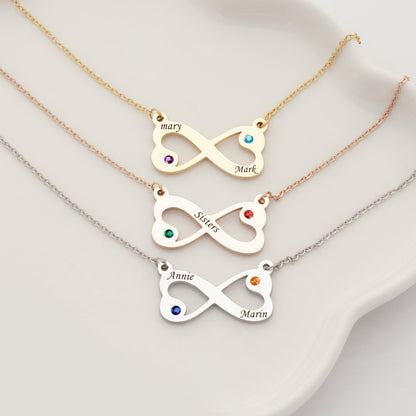 Heart Infinity Birthstone Necklace