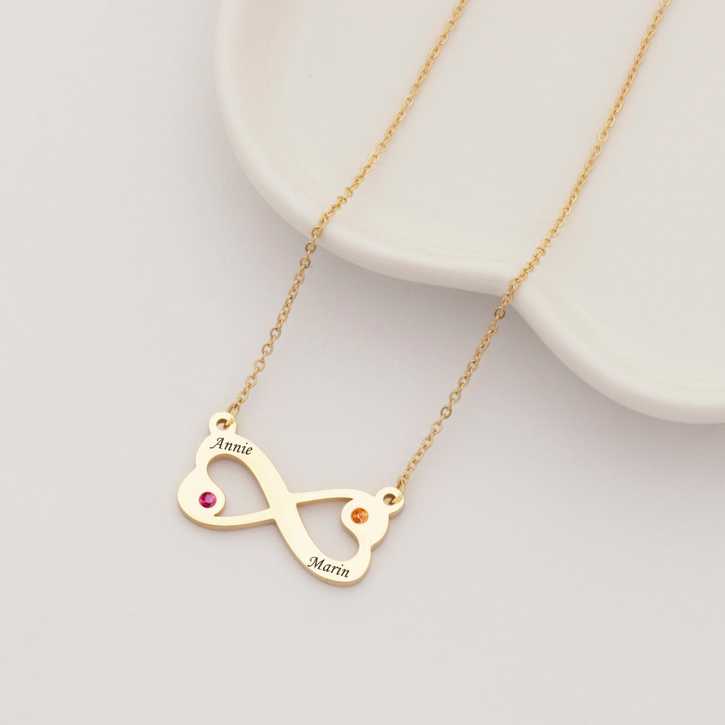 Heart Infinity Birthstone Necklace