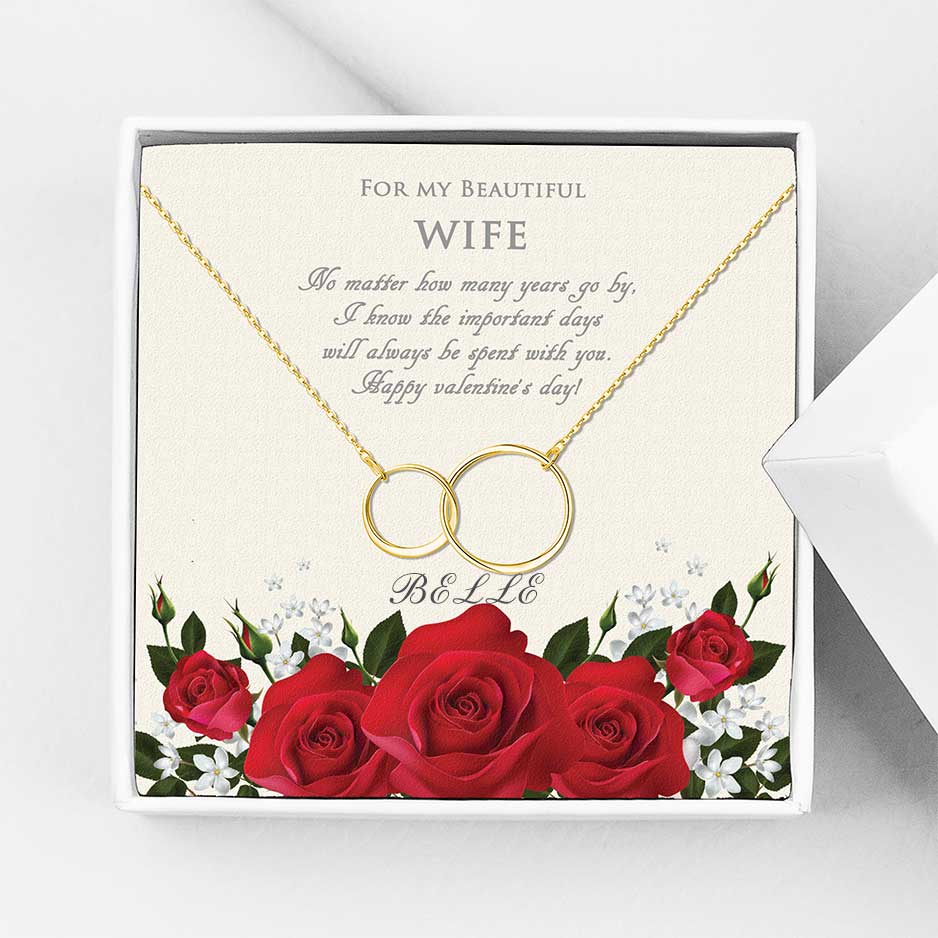 "For my Beautiful Wife" Valentine's Day Card and Infinity Necklace