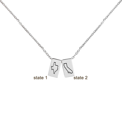 Personalized Long Distance Relationship State Necklace, Moving Away Gift for Best Friend