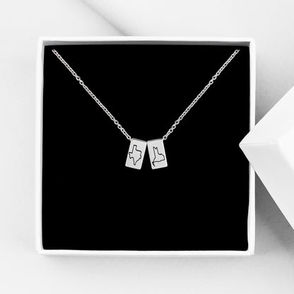 Personalized Long Distance Relationship State Necklace, Moving Away Gift for Best Friend