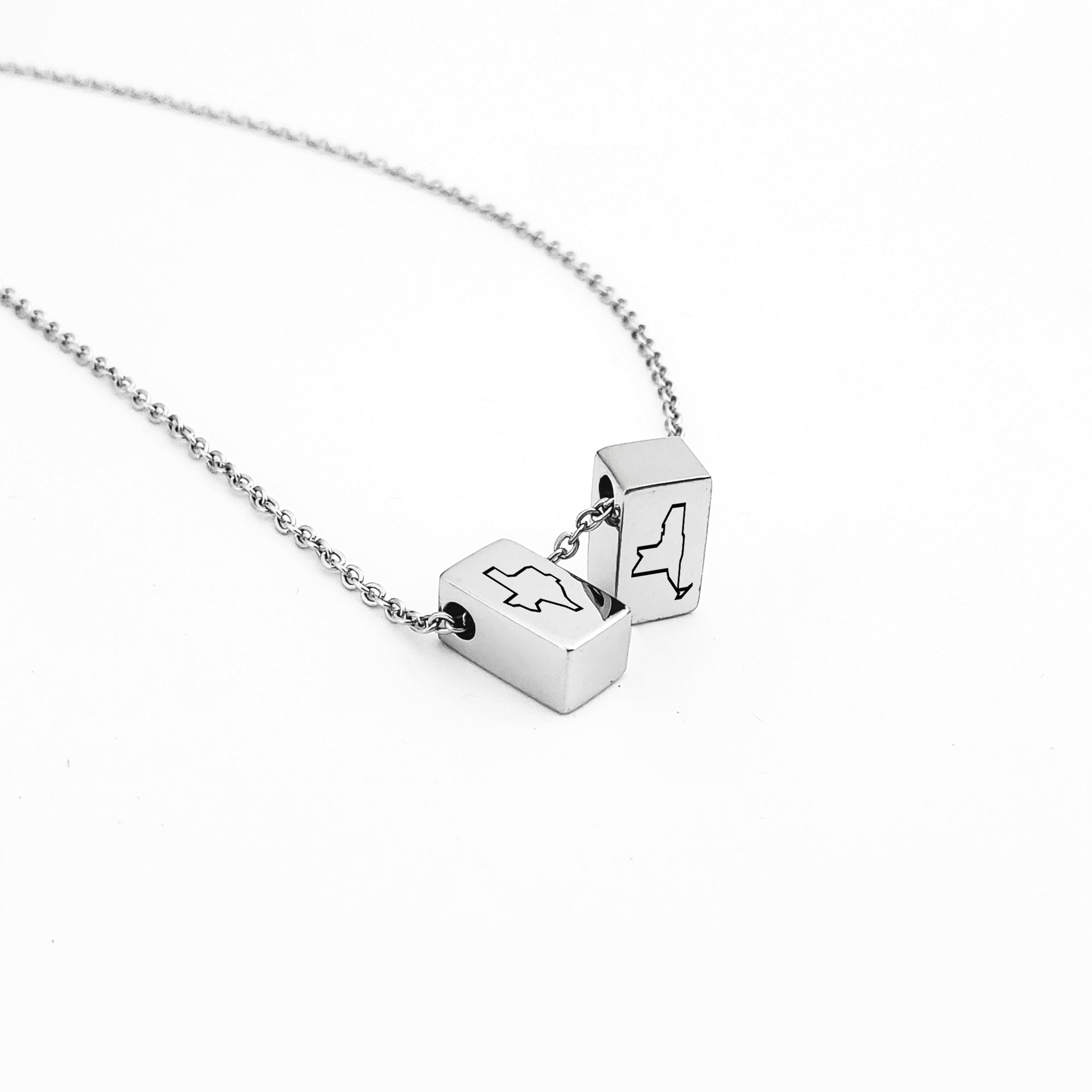 Long Distance State Cube Necklace