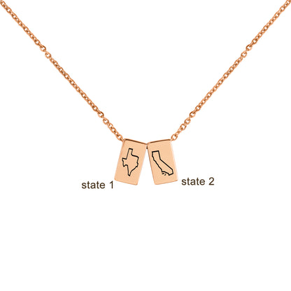 Personalized Long Distance Relationship State Necklace, Moving Away Gift for Best Friend