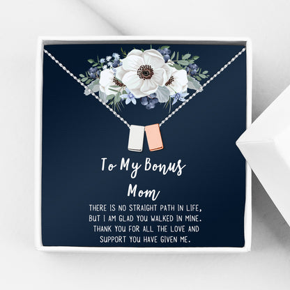 "To my Bonus Mom" Card and Cube Necklace