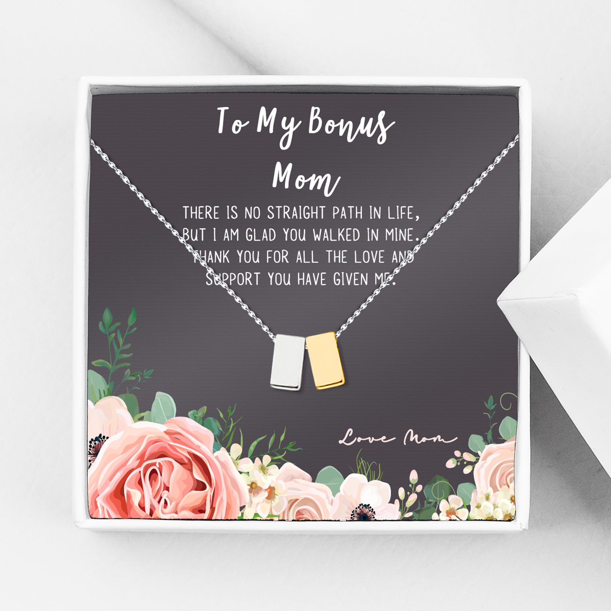Anavia Step Mom Gift, Gift for Other Mom, Cube Necklace Jewelry Gift,  Mothers Day Gift, Birthday Gift for Her,Two Cube Necklaces with Wish Card  [1