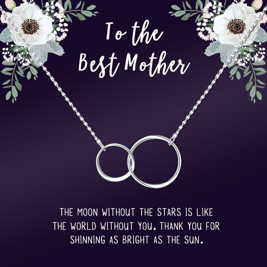 "To the Best Mom" Card and Interlocking Rings Necklace