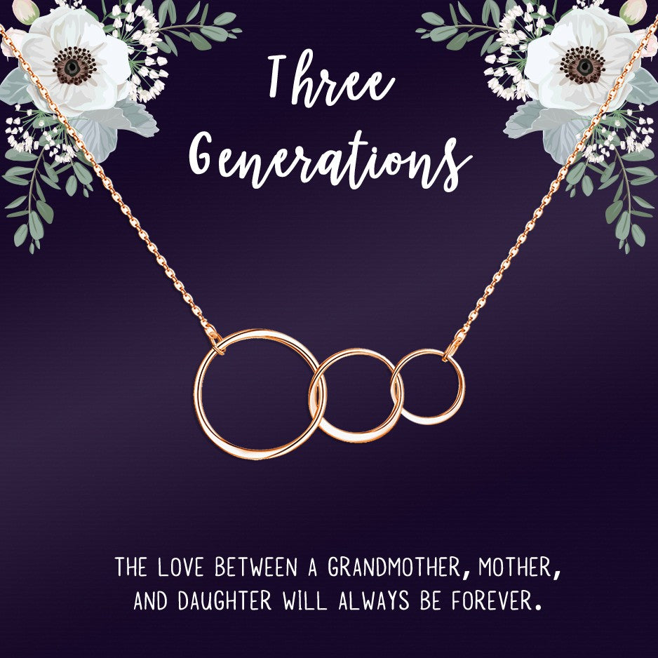 Mothers Day Gifts for Grandma, Three Generations Necklace Gift for Grandma, Mom, and Daughter, Personalized Birthday Gift for Grandma Nana