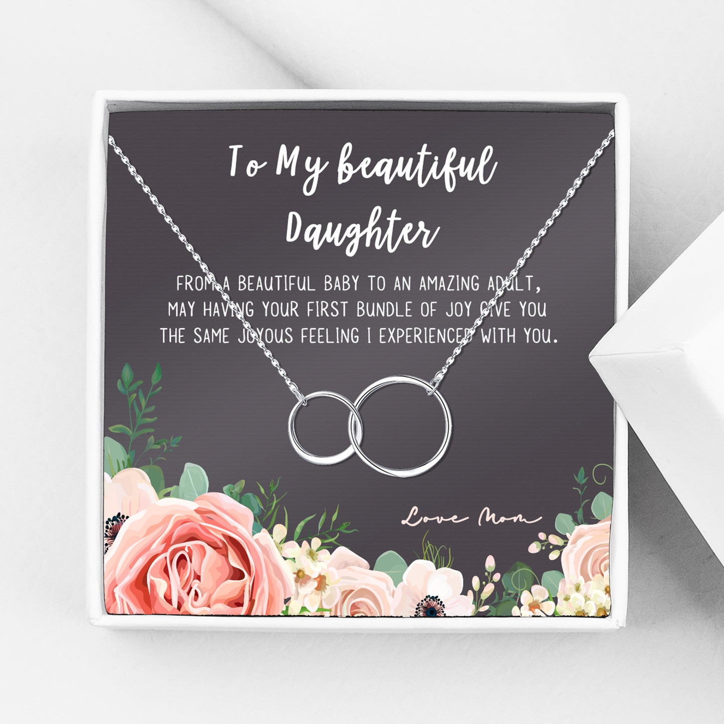 "To my Beautiful Daughter" Card and Infinity Necklace