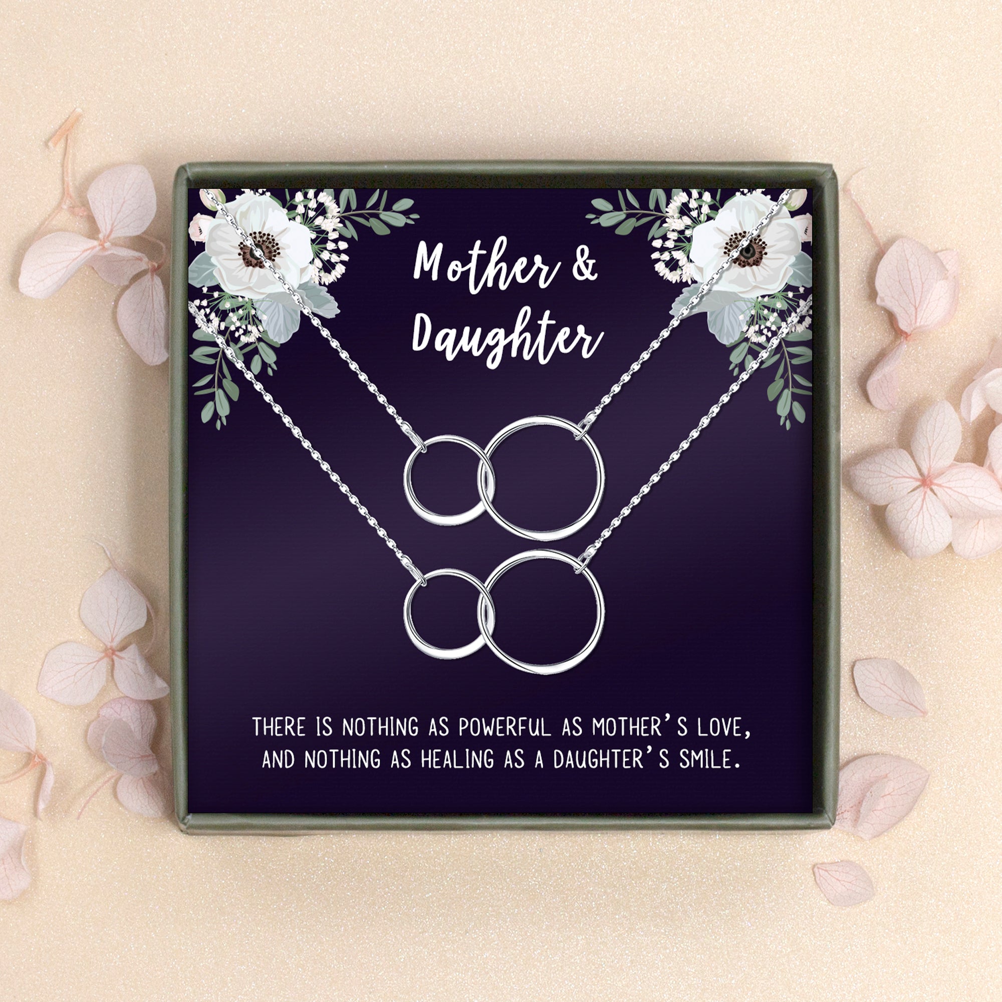Mother and Daughter Infinity Ring Necklace