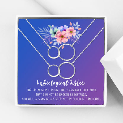 Unbiological Sister Necklace Christmas Gift Set for 2, Best Friend Christmas Gift to Say Thank You