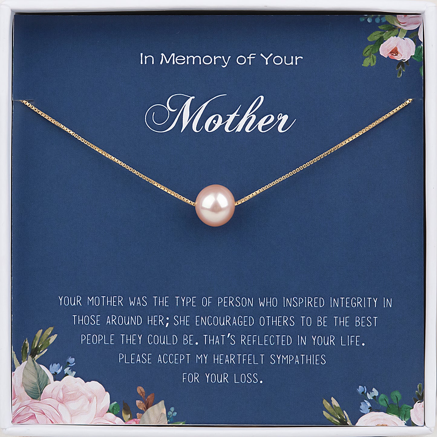 "In Memory of your Mother" Card and Pearl Necklace