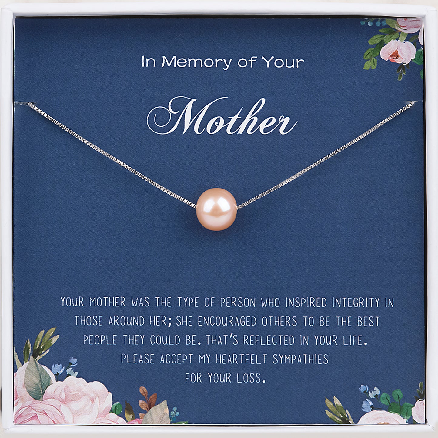 "In Memory of your Mother" Card and Pearl Necklace