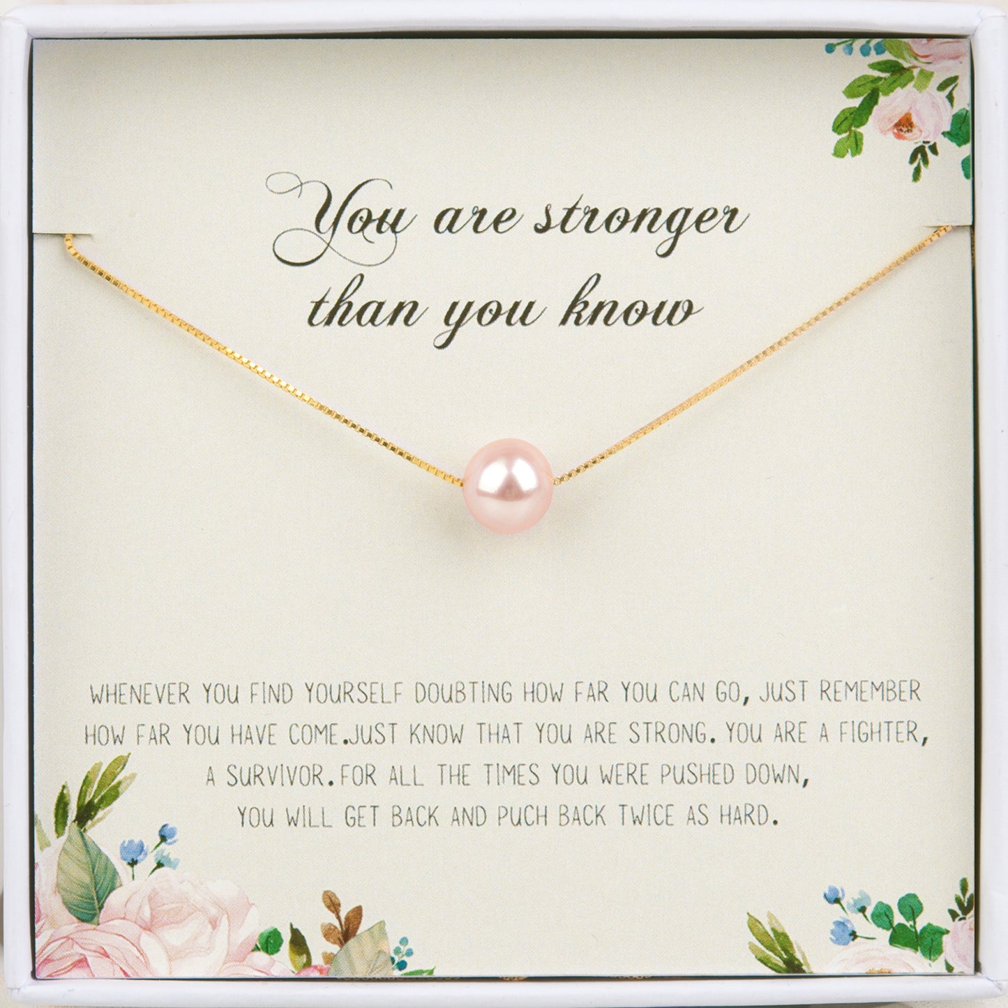 You are Stronger Inspirational Gift Necklace for BFF, Encouragement Gift for Soul Sister