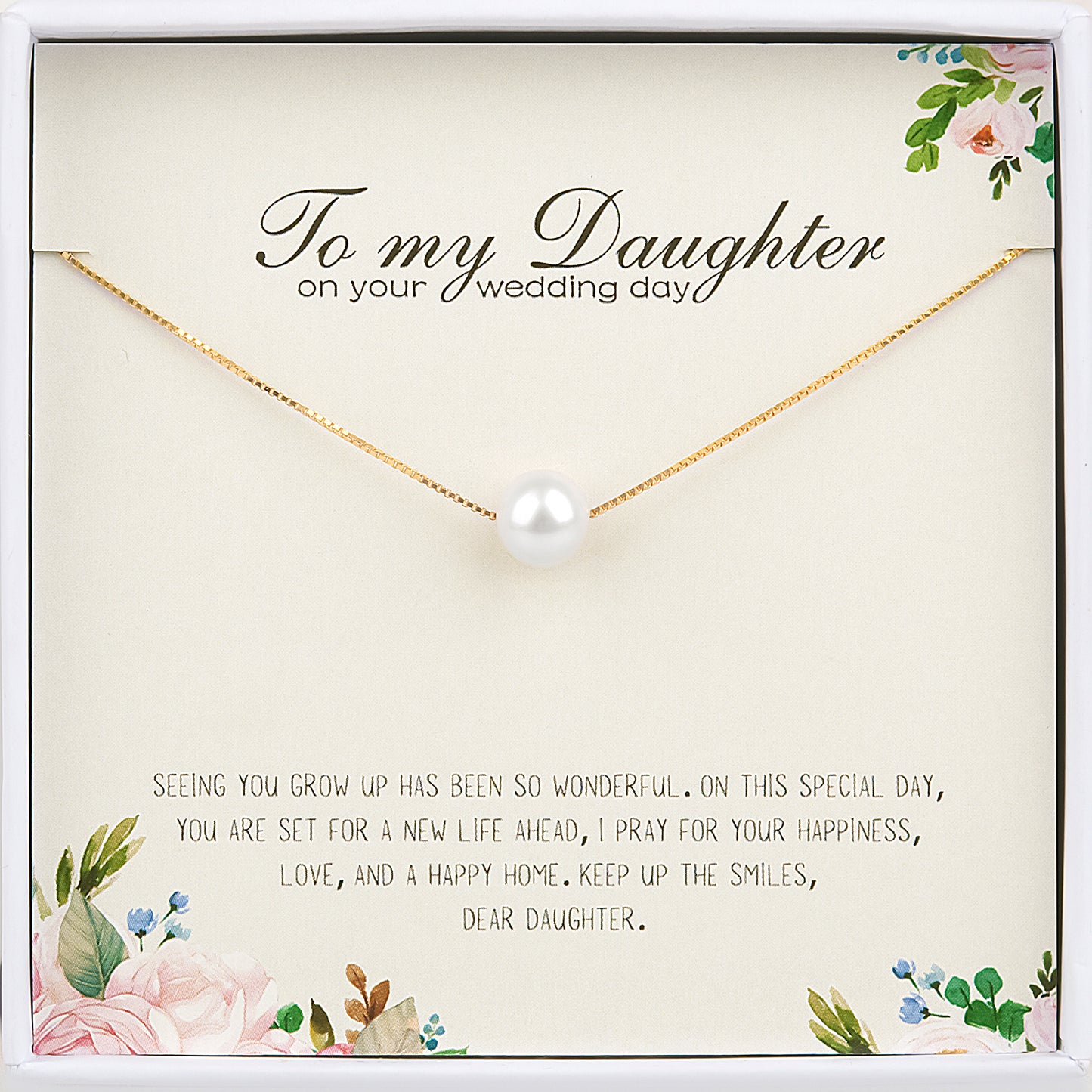 "To my daughter" Card and Pearl Necklace