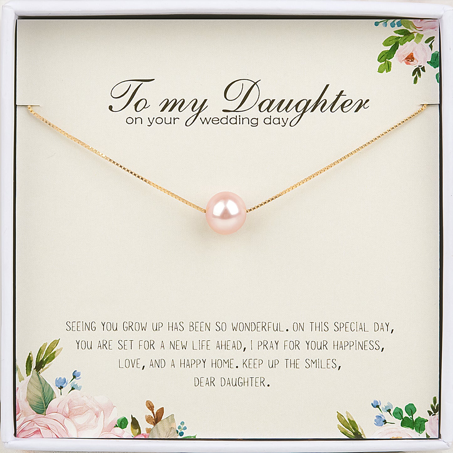 "To my daughter" Card and Pearl Necklace