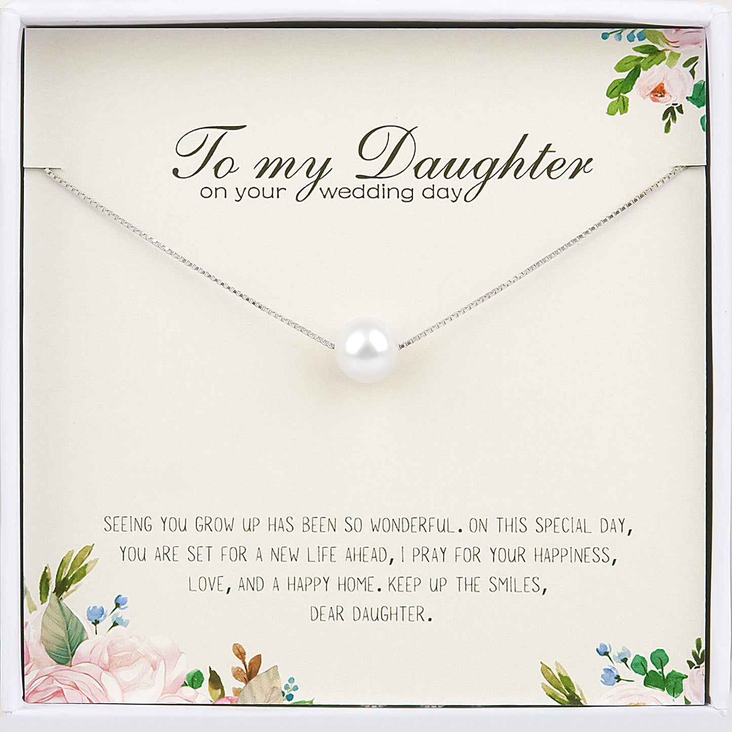 "To my daughter" Card and Pearl Necklace