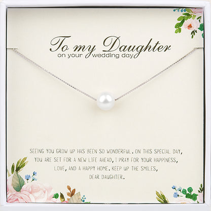 "To my daughter" Card and Pearl Necklace