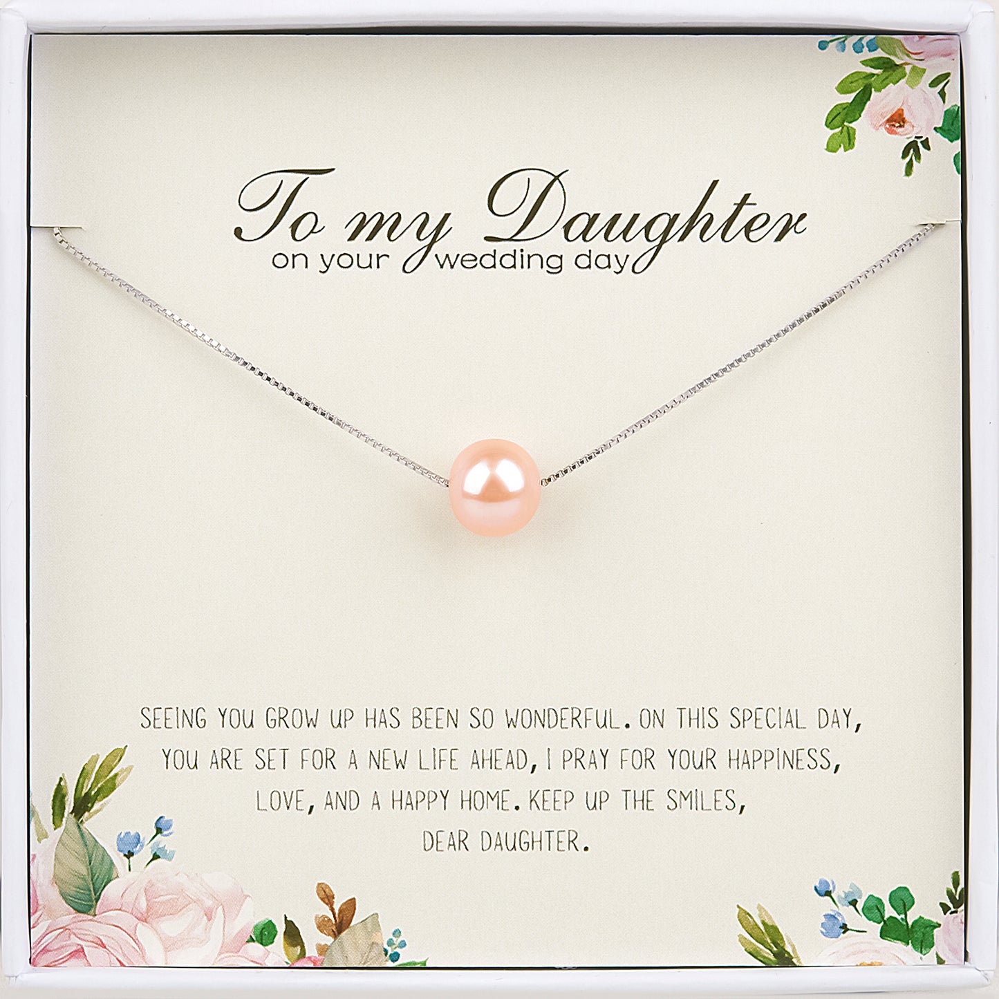 "To my daughter" Card and Pearl Necklace