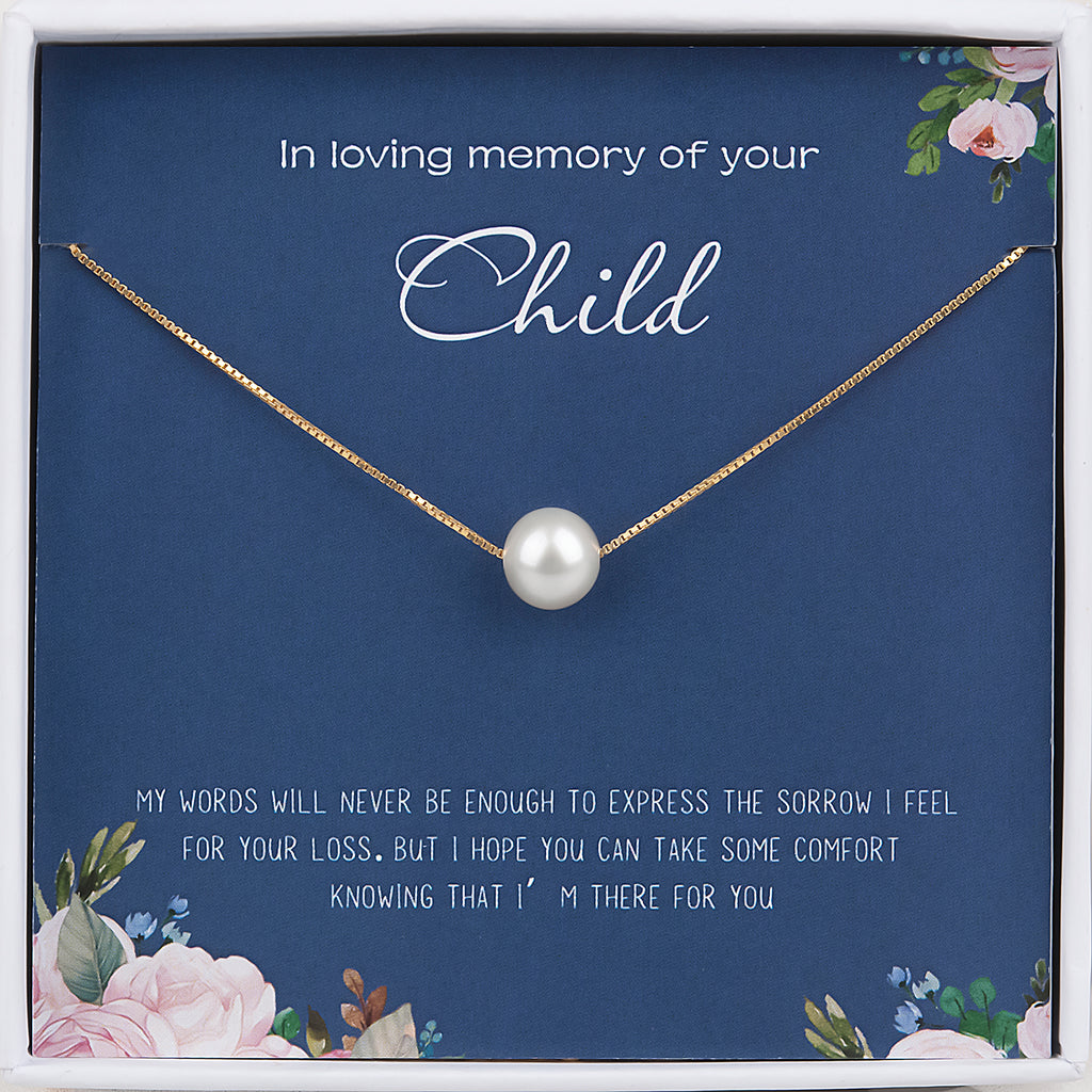 "In Loving Memory of your Child" Pearl Card Necklace