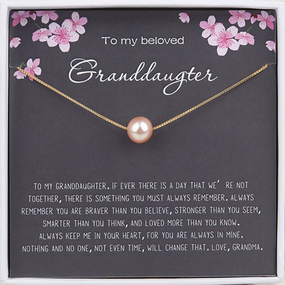 "To my Beloved Granddaughter" Card and Pearl Necklace