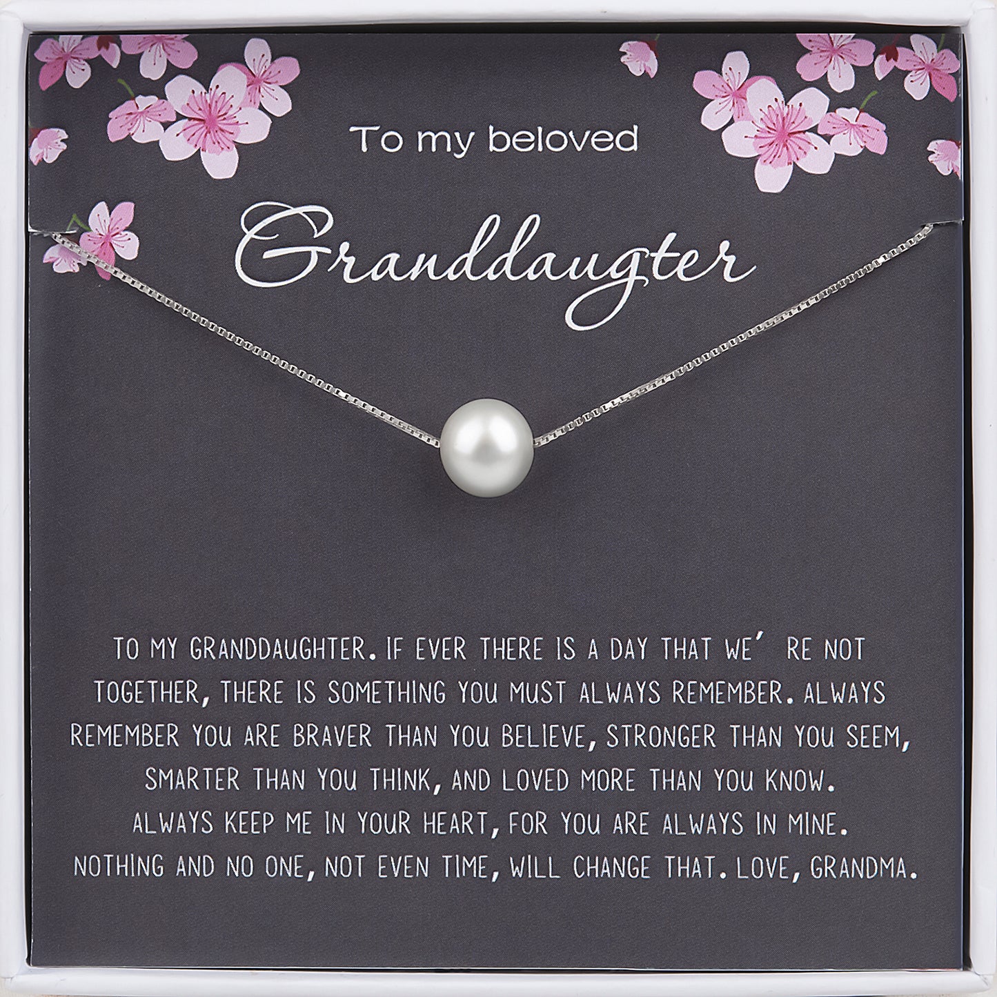 "To my Beloved Granddaughter" Card and Pearl Necklace