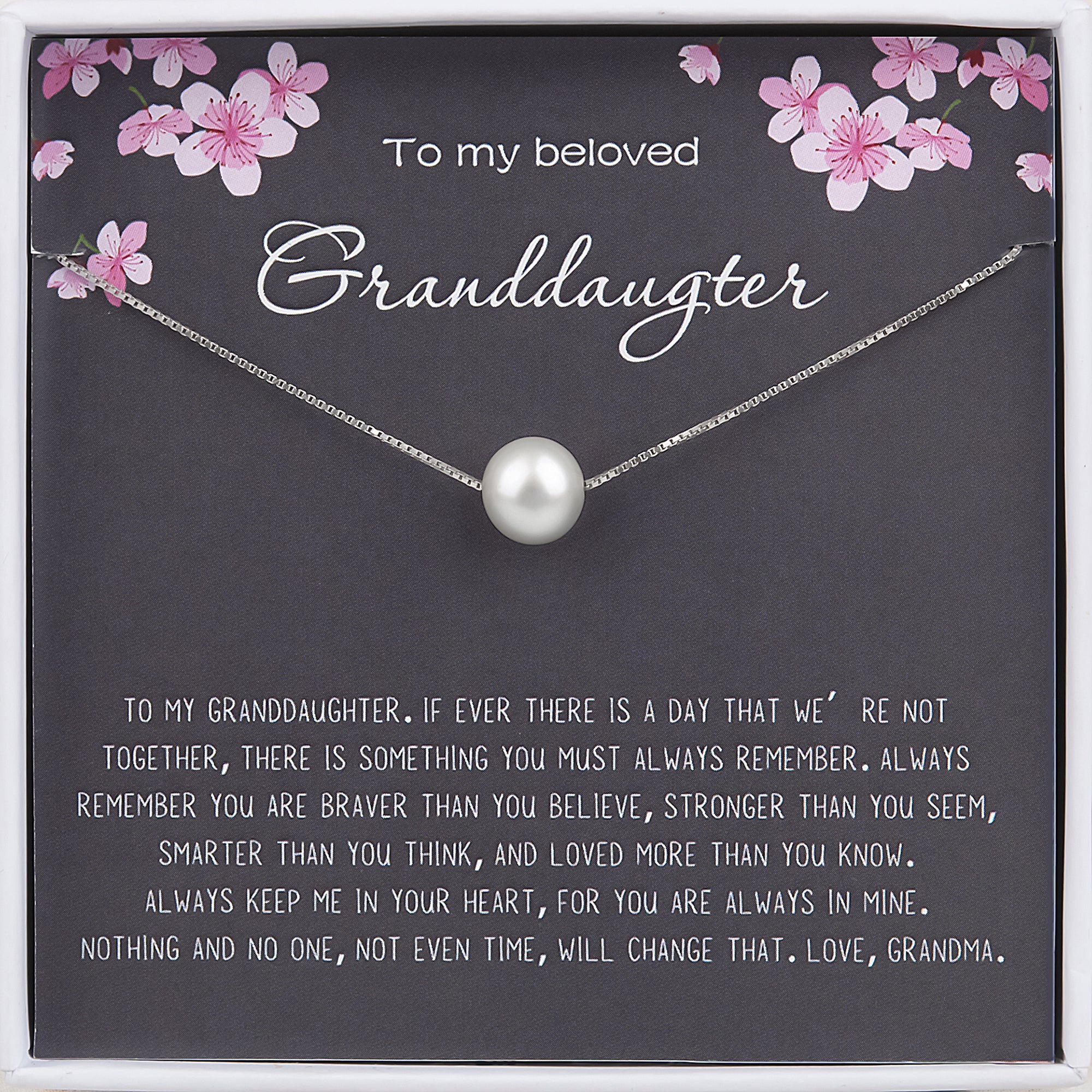 "To my Beloved Granddaughter" Card and Pearl Necklace