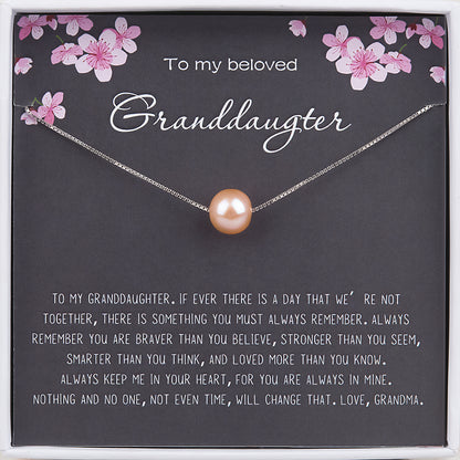 "To my Beloved Granddaughter" Card and Pearl Necklace