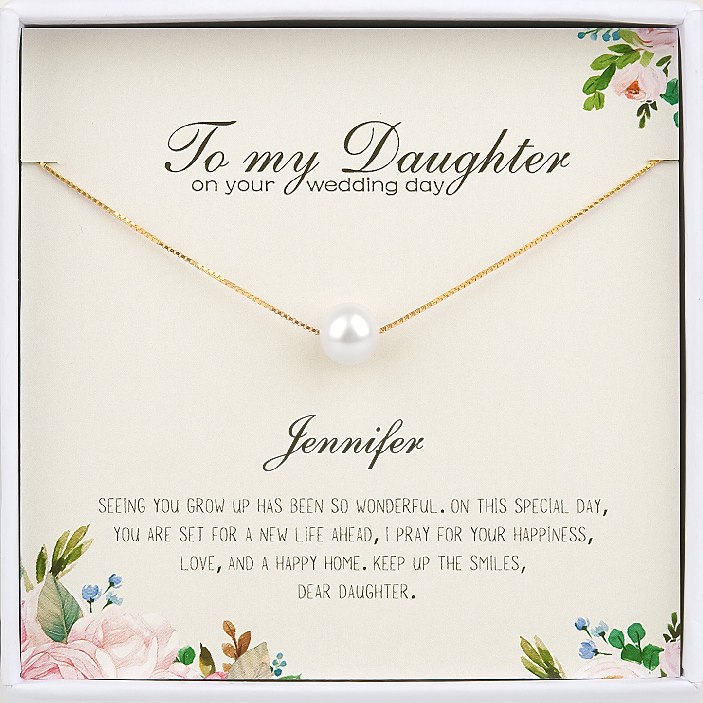 "To my daughter" Card and Pearl Necklace